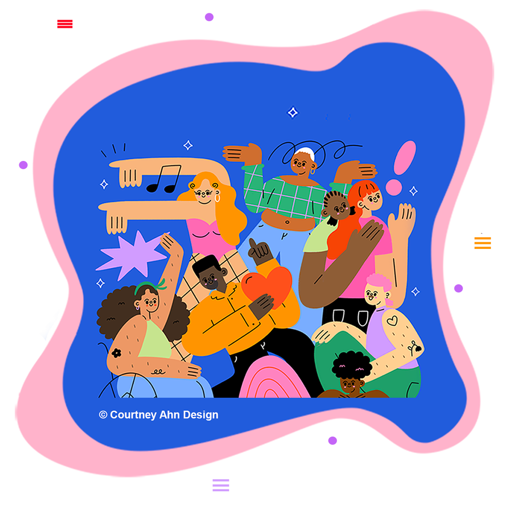 Digital illustration of people together