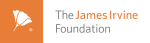 The James Irvine Foundation logo with a white flower on the left in a orange box. 