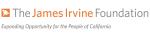 The James Irvine Foundation logo with a orange flower on the left hand side with a tagline: expanding opportunity for the people of california