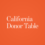 California Donor Table written in white on orange background