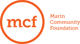 MCF inside a circle and on the right it says "Marin Community Foundation" all in orange.