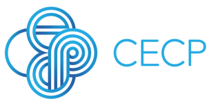 Blue swirl logo with the letters CECP to the right